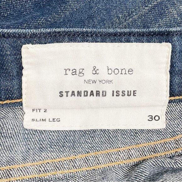 Rag & Bone Jeans Fit 2 Slim Leg in Owen Wash Non-Stretch Denim Mens Size 30x34 - Picture 8 of 13